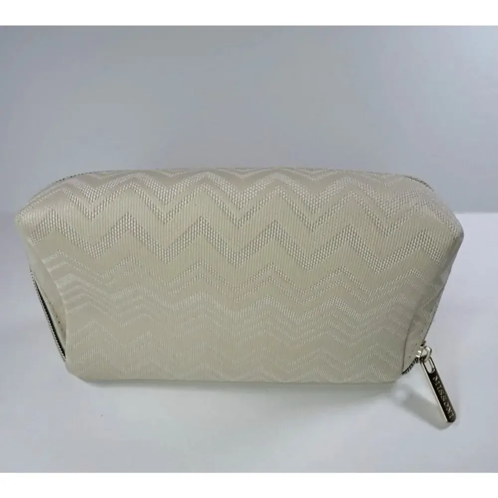 Missoni for Delta Beige Zigzag Zip Makeup Bag Pouch 8x5x2 in